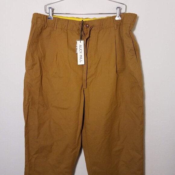 Alex Mill Mens XXL Golden Khaki Pull On Pant Tech Nylon Button Fly New - Picture 3 of 11